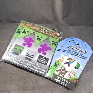 Lot 2 Minecraft Party Decorations with 2 Sticker Variety Packs NEW SEALED